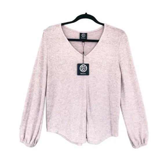 Bobeau Women's Knit V-Neck Pullover Top Medium Angel Wing/Pink NWT Boho Peasant - Picture 2 of 8